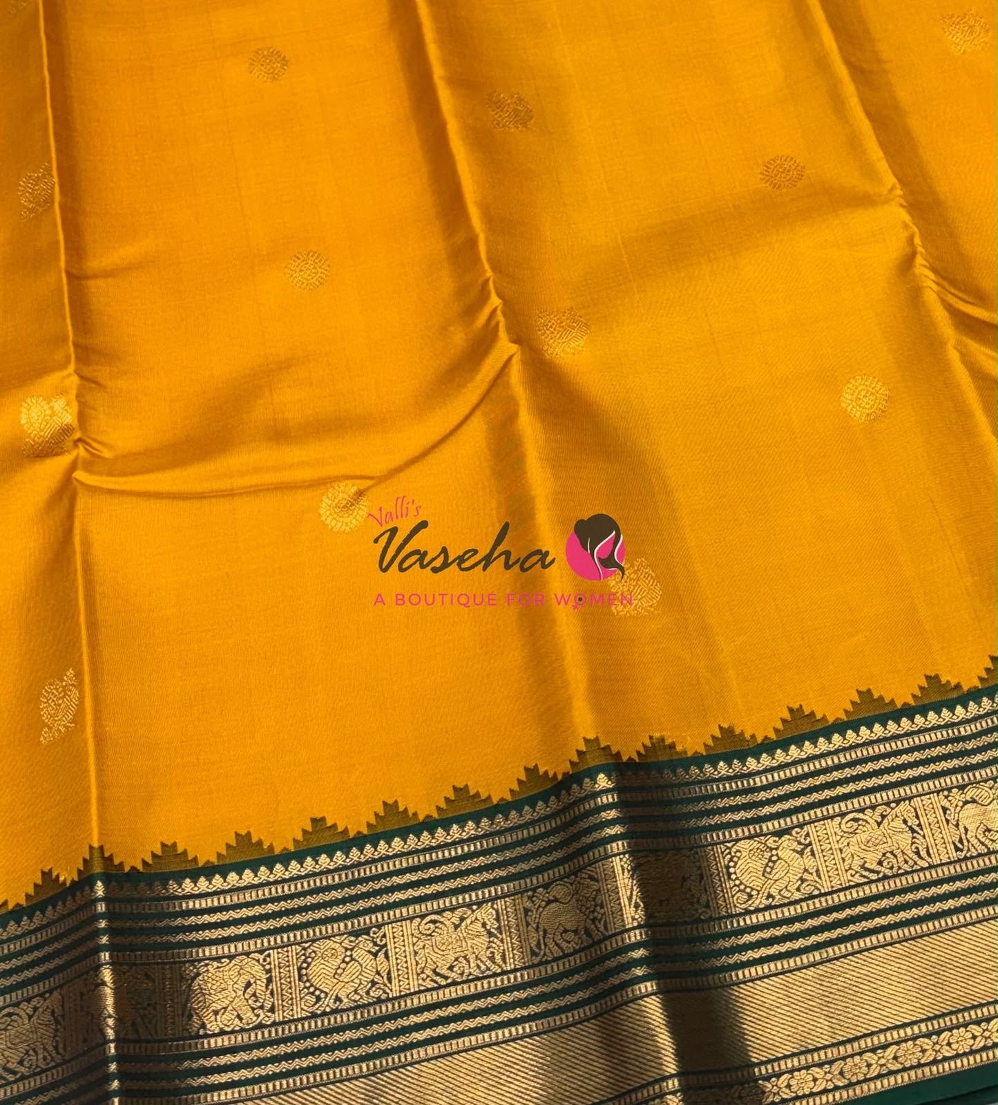 Pure Vintage Korvai Kanchipuram Silk Saree - Yellow & Green Combo - VVPS046
