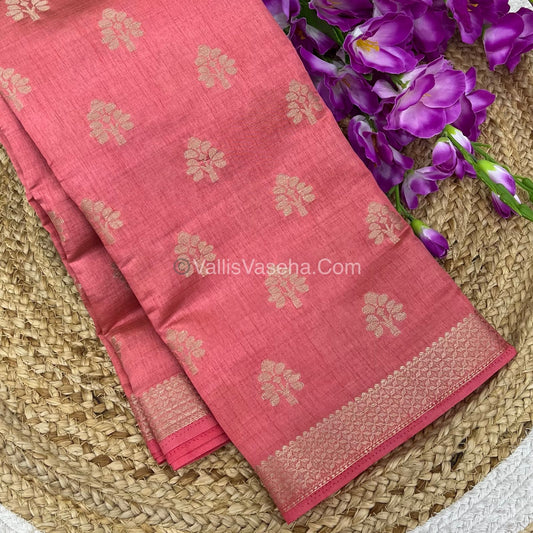 Semi Tussar Silk Saree - Peach Shade - VVSTS009