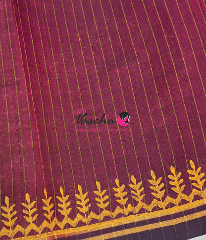 Pure Printed Silk Cotton Sarees - Maroon Shade  - VVPSC004