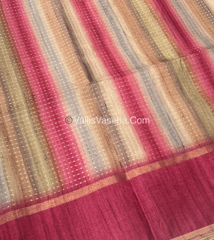 Semi Tussar Silk - Vairavoosi Design - Multi colour - VVSTS038