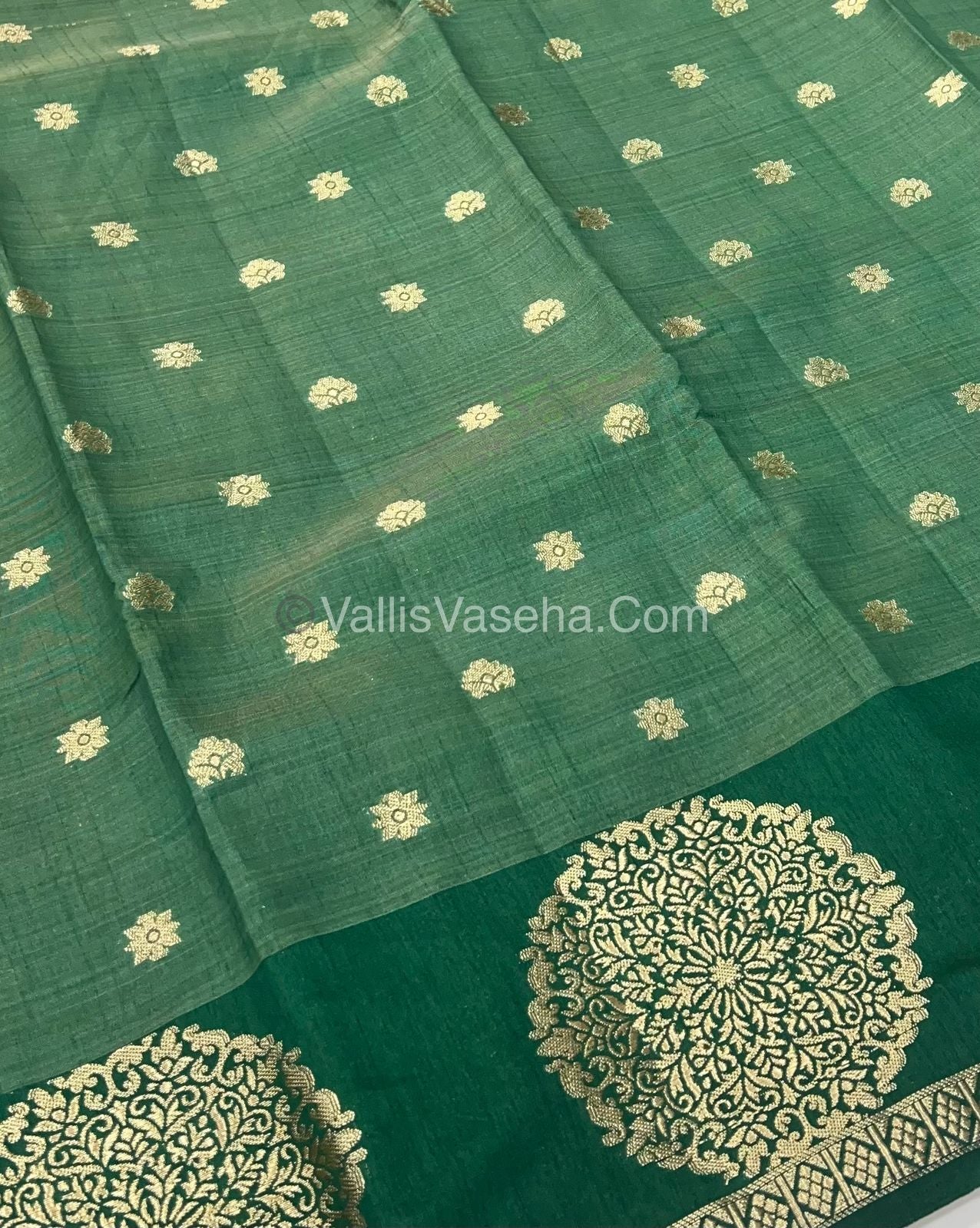 Semi Tussar Silk Saree - Green shade - VVSTS035