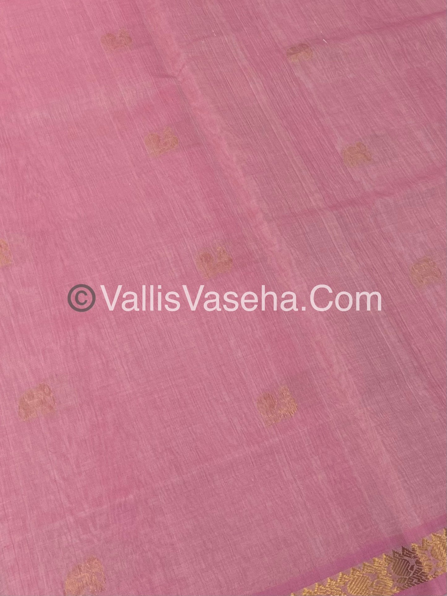 Pure Silk Cotton Saree -  Mayil & Elephant Design - Baby Pink Shade  - VVMES001