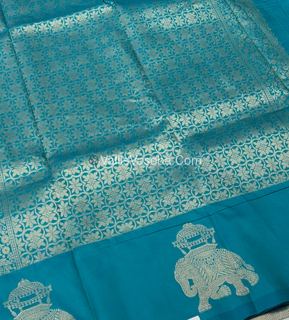 Semi Soft Silk - Elephant Butta Border - Ramar Blue Shade -VVSSS011