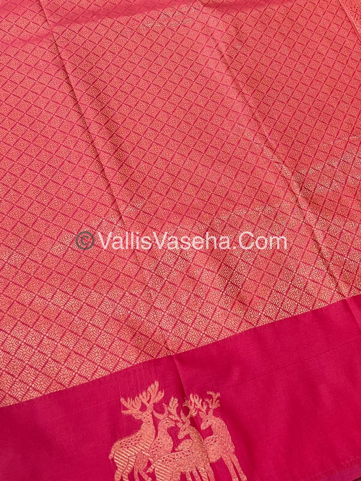 Semi Soft Silk - Deer Butta Border - Pink Shade -VVSSS017