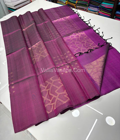 Pure Soft Silk Saree - Light weight - Borderless - Dark Purple - VVPSS027