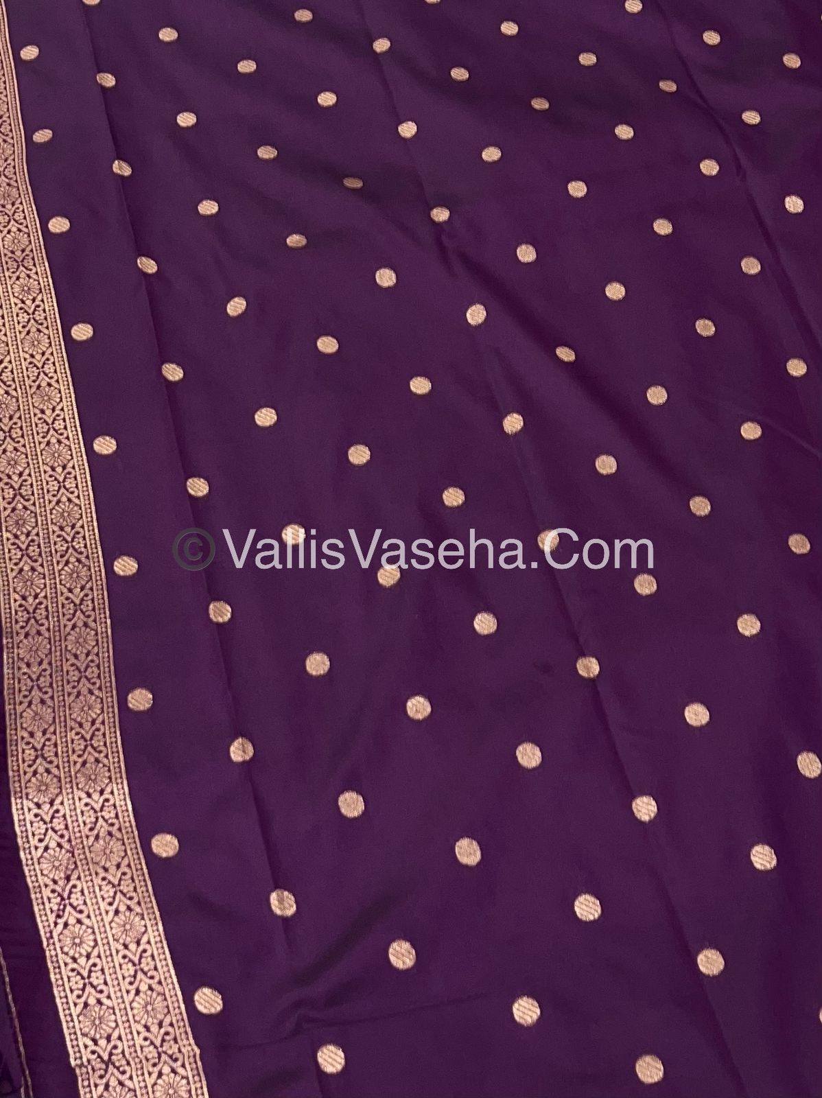 Semi Soft Silk - Deer Butta Border - Purple Shade -VVSSS017