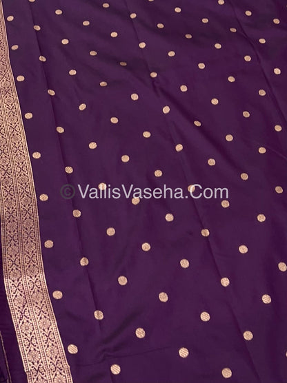 Semi Soft Silk - Deer Butta Border - Purple Shade -VVSSS017