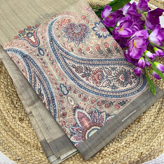 Semi Chanderi Saree - Digital Printed - VVSCD001