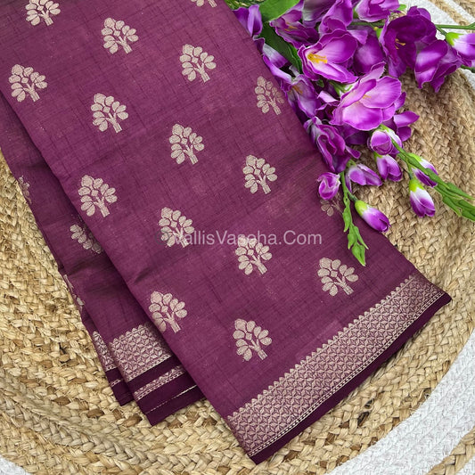 Semi Tussar Silk Saree - Wine Shade - VVSTS009