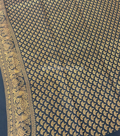 Kanchi Semi Silk - Dark Yellow with Black VVKSS001
