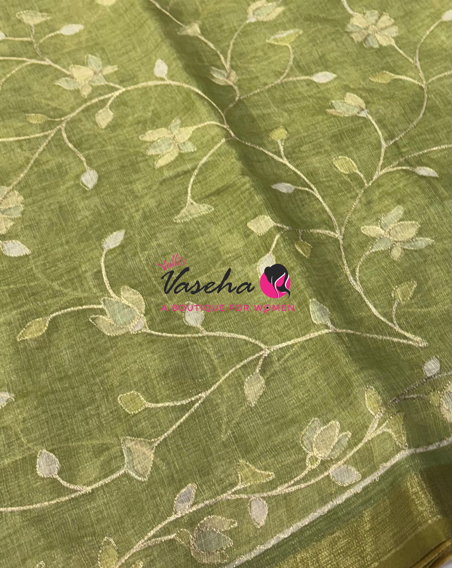 Linen Tissue Saree - Green Shade - VVLTS003