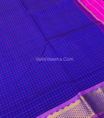Semi Silk Cotton Saree - Blue With Pink Shade - VVSSC004