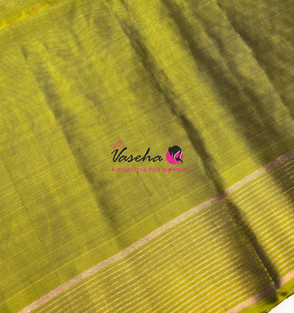 Half Mixed  Soft Silk Saree - (1.75 warp)Lavender & Green  - VVPSS090