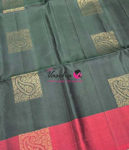 Pure Soft Silk Saree - Green & Maroon Combo - VVPSS100
