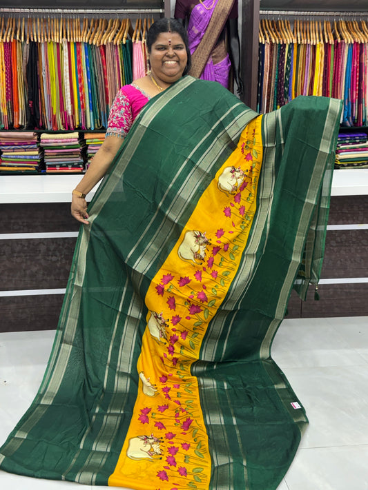 Semi Mysore Crepe Silk - Middle Pichwai Print - VVSMC001