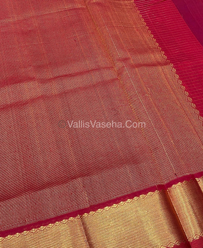 Pure Silk Cotton Saree - Mayil & Chakkaram Design - Dark Blue with - Red VVMC002