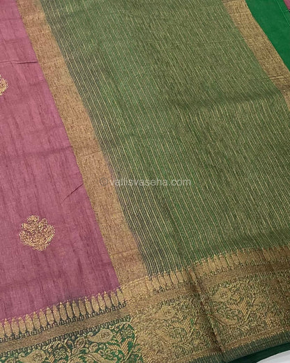 Bamboo Silk Saree - Deep Dusty Wine with Green Shade - VVBSS001