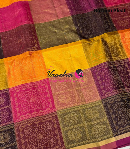 Pure Soft Silk Saree - Partly Pallu -  Half & Half Saree - VVPSS088