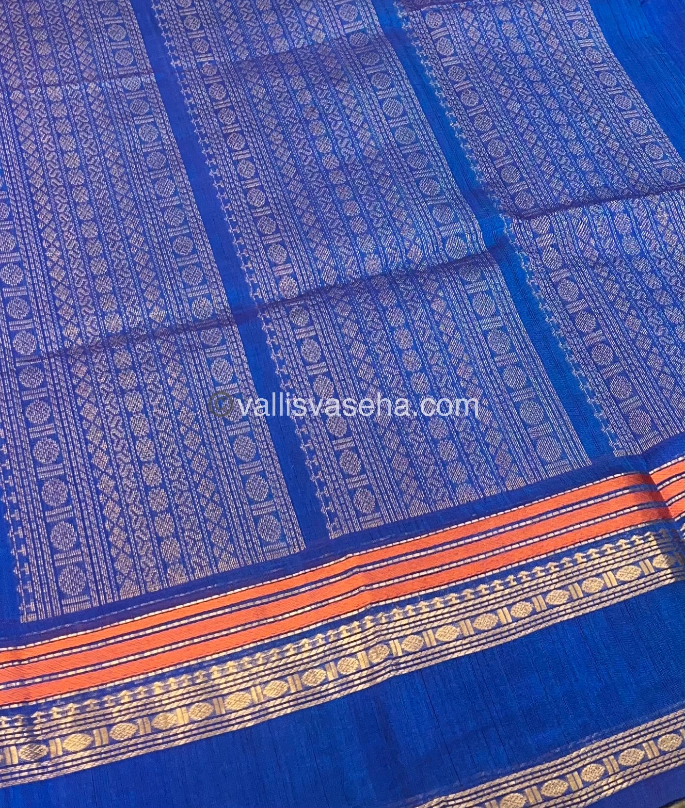 Pure Silk Cotton Saree - Retta Petta Border - Blue Shade - VVPSC001