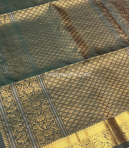 Pure Soft Silk Saree - Kanchi Border - Double Tone Green Shade - VVPSS046