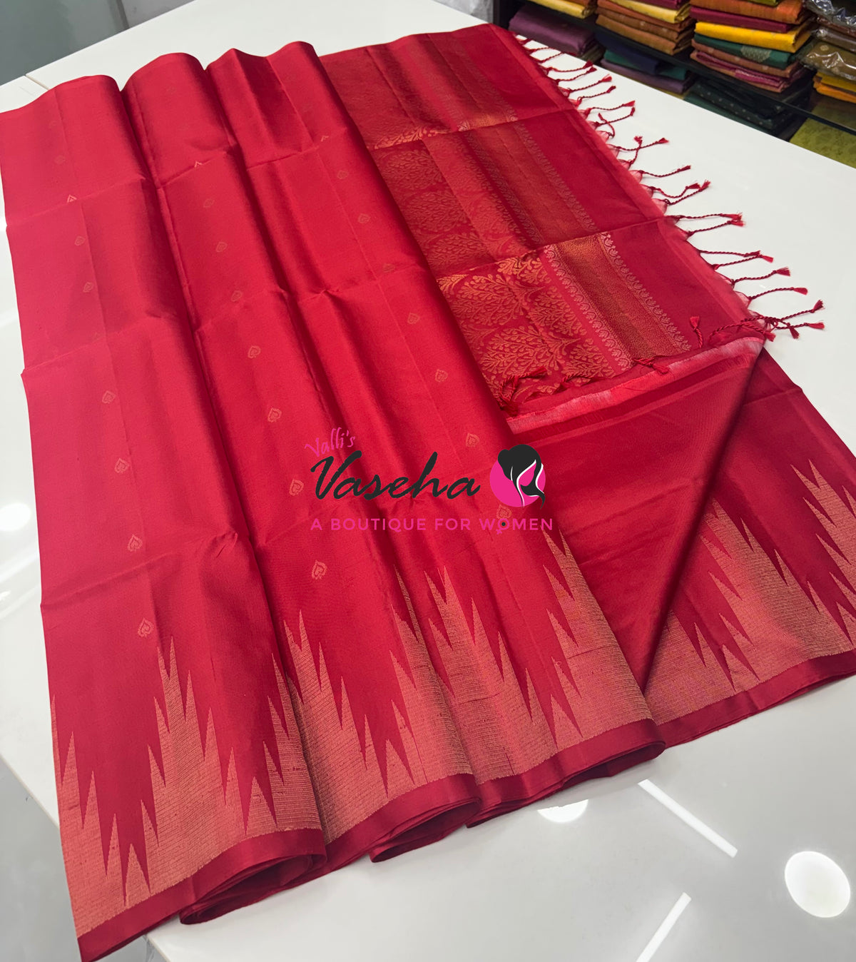 Pure Soft Silk Saree - Red Shade - VVPSS061