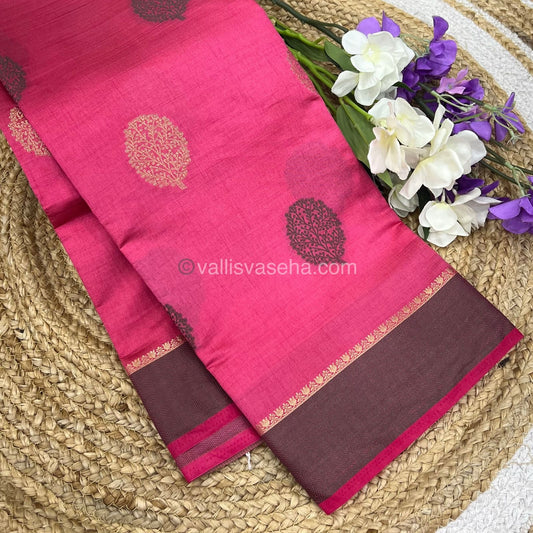 Semi Tussar Silk Saree - Dark Peach Shade - VVSTS009