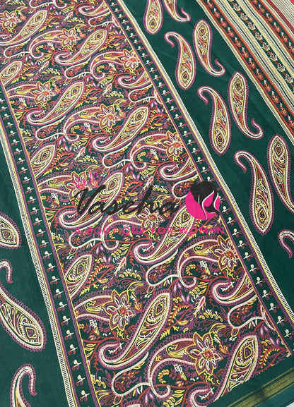 Casual Wear - Fancy Printed Silk  - Dark Green Shade - VVFPS001