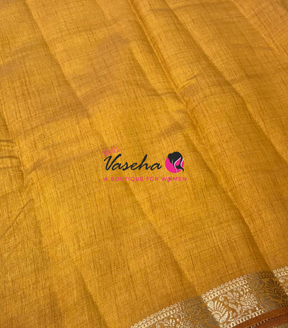 Semi Tussar Silk - Mustard Yellow Shade - VVSTS069