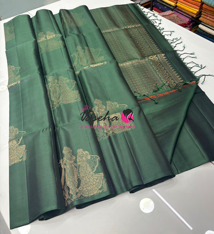 Pure Soft Silk Saree  - Green Shade - VVPSS133