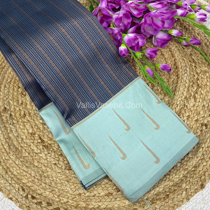 Kanchi Semi Silk - Blue with  Sky Blue VVKSS001