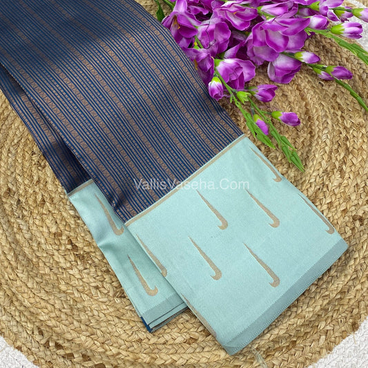 Kanchi Semi Silk - Blue with  Sky Blue VVKSS001