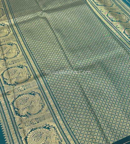 Semi Soft Silk - Border less - Peacock Blue Shade -VVSSS026