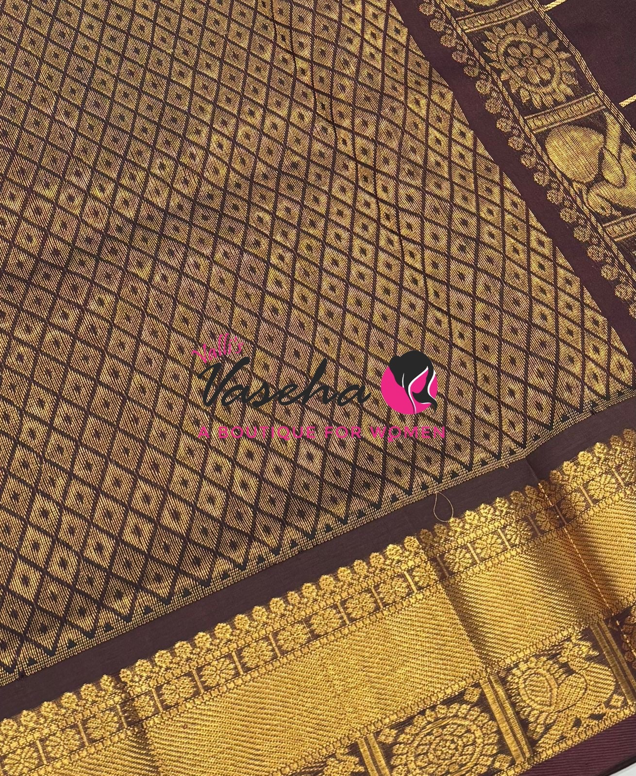 Pure Silk Cotton Saree - Mayil & Chakkaram Design - Red With Brown Shade - VVMC001