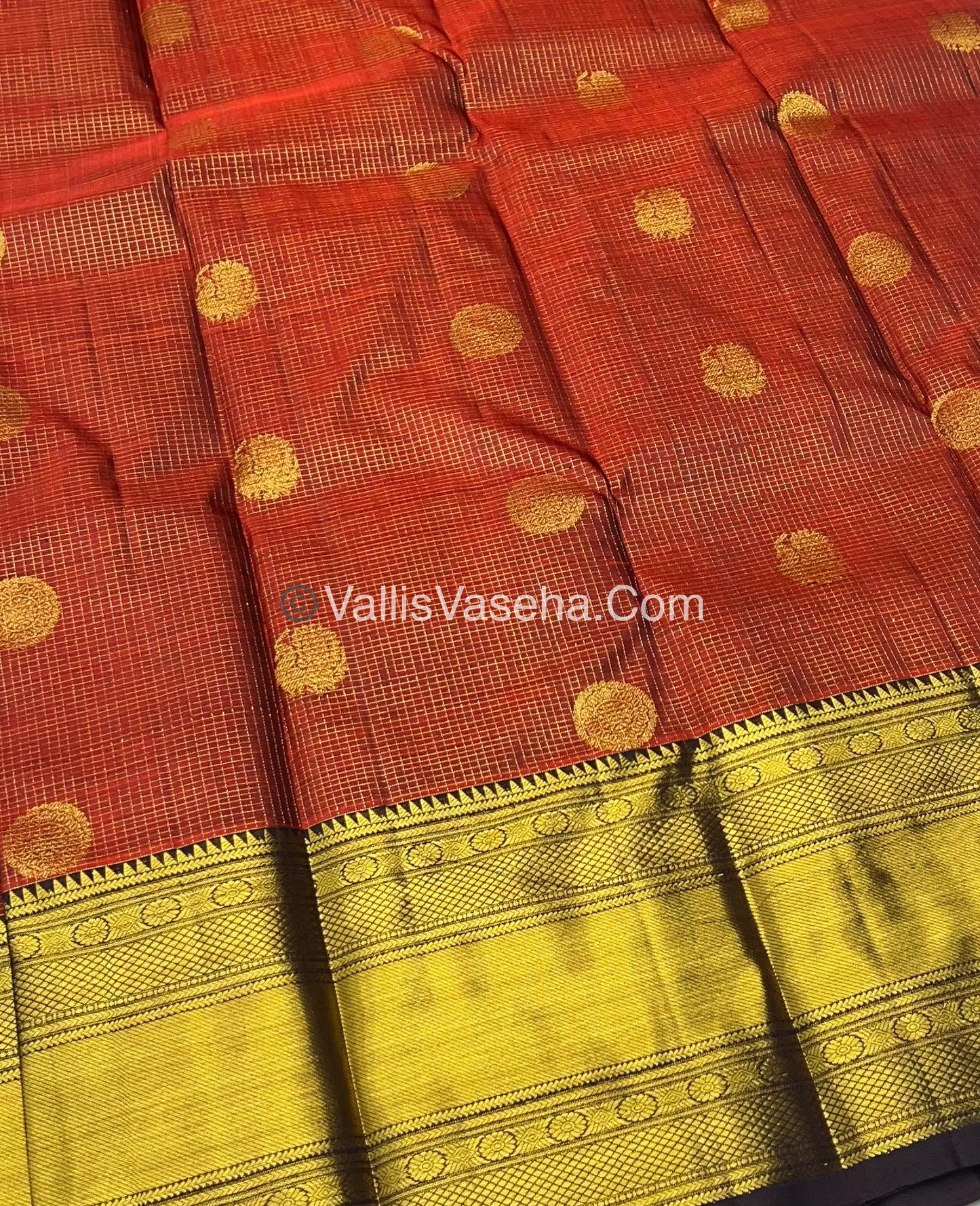 Pure Kanchipuram Silk Saree - Dark Rust Orange with Wine Brown Combo - VVPS012