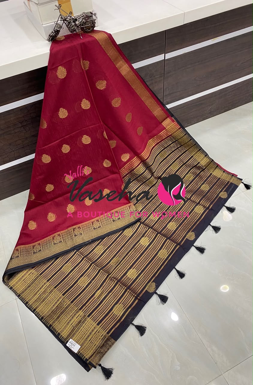 Semi Jute Silk Saree - Blue With Green Shade- VVSJS002