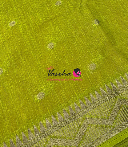 Semi Jute Silk Saree - Pink With Green Shade- VVSJS002
