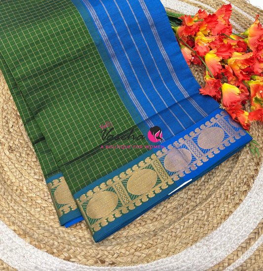 Semi Silk Cotton Saree - Checks Pattern - VVSSC019