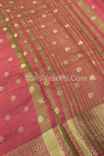 Semi Tussar Silk  - Light Peach Shade  - VVSTS013