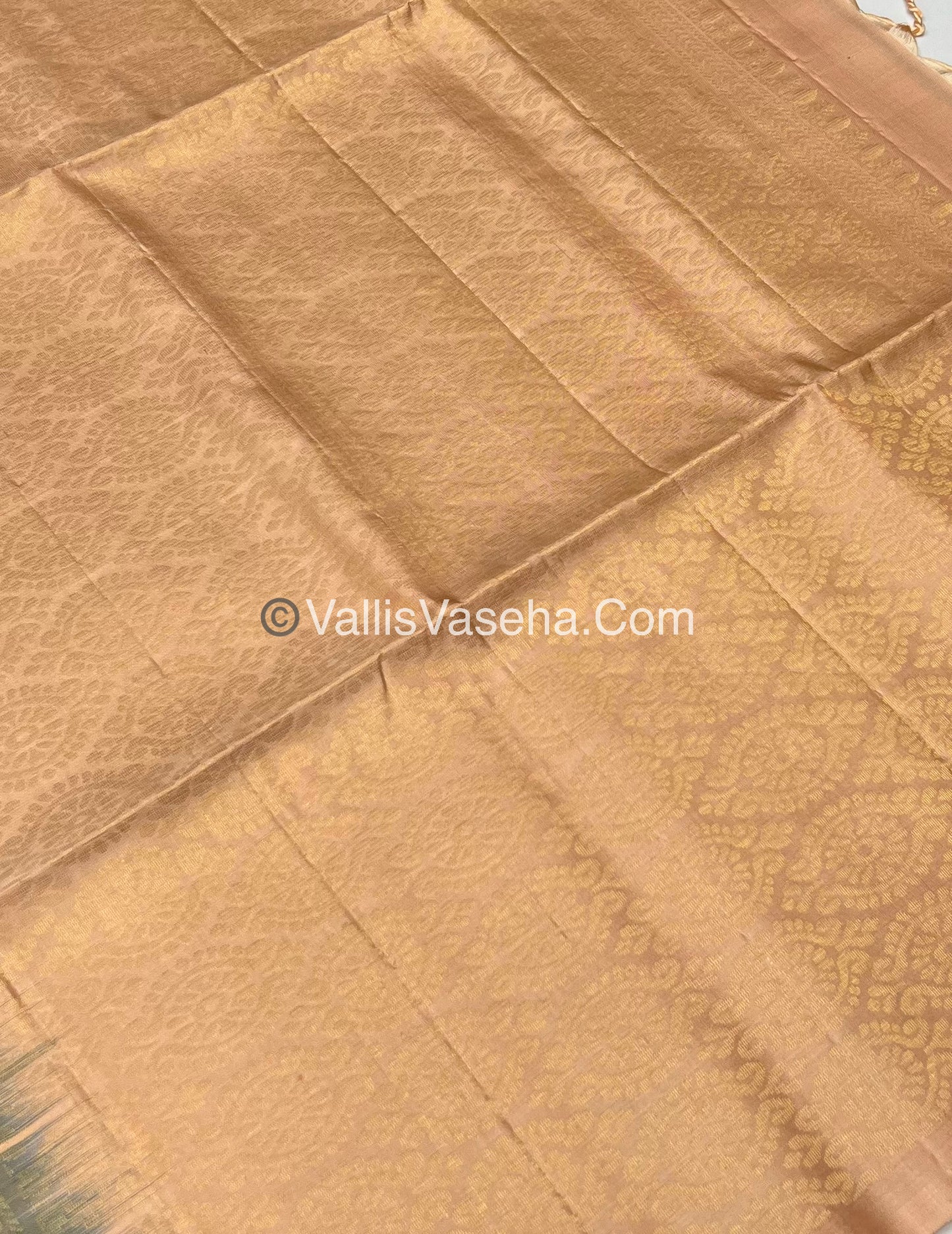 Dark green  with creamish light peach Combo - Pure Soft Silk Saree - VVPSS010