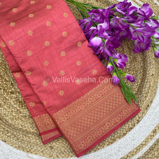 Semi Tussar Silk  - Light Peach Shade  - VVSTS013