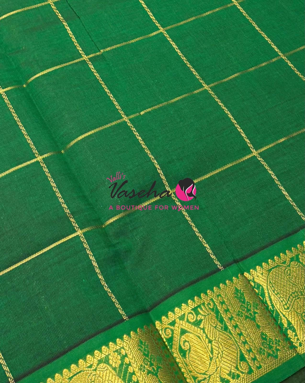 Semi Silk Cotton Saree - Checked Pattern with Butta  - VVSSC013