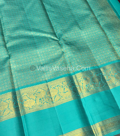 Pure Vintage Korvai Kanchipuram Silk Saree - Brown & Blue Combo - VVPS034