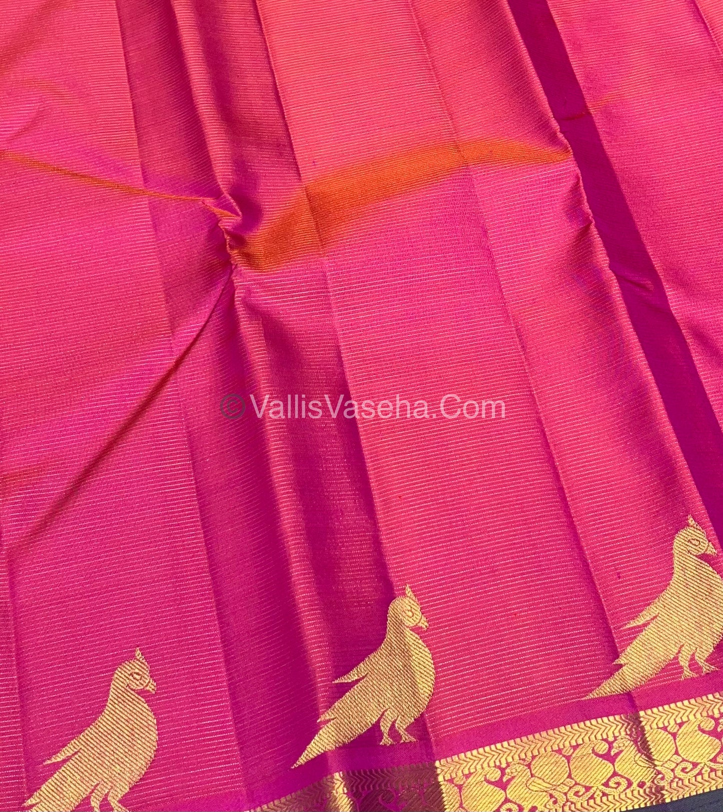 Pure Kanchipuram Silk Saree - Vaira Voosi design - Peachish Pink shade - VVPS022