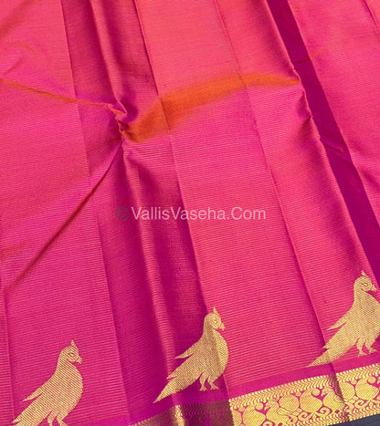 Pure Kanchipuram Silk Saree - Vaira Voosi design - Peachish Pink shade - VVPS022