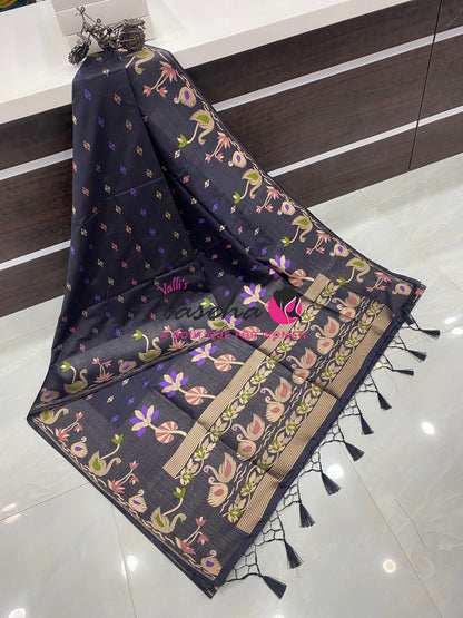 Banarasi - Heritage Meenakari Silk - Black Shade - VVBHS013