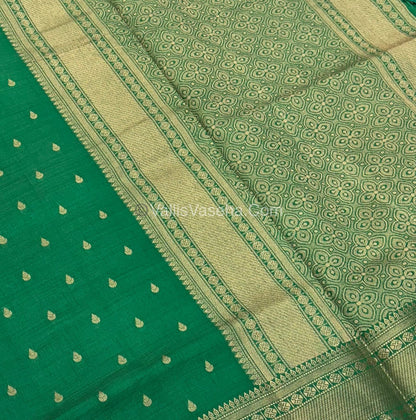 Semi Tussar Silk - Grand Pallu Green Shade - VVSTS023