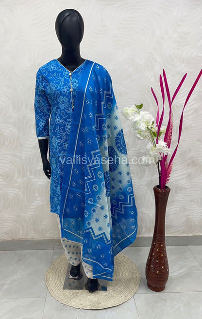 Ready Made - Semi Patiyala 3(pc) Set - Printed Cotton - VVRSP001