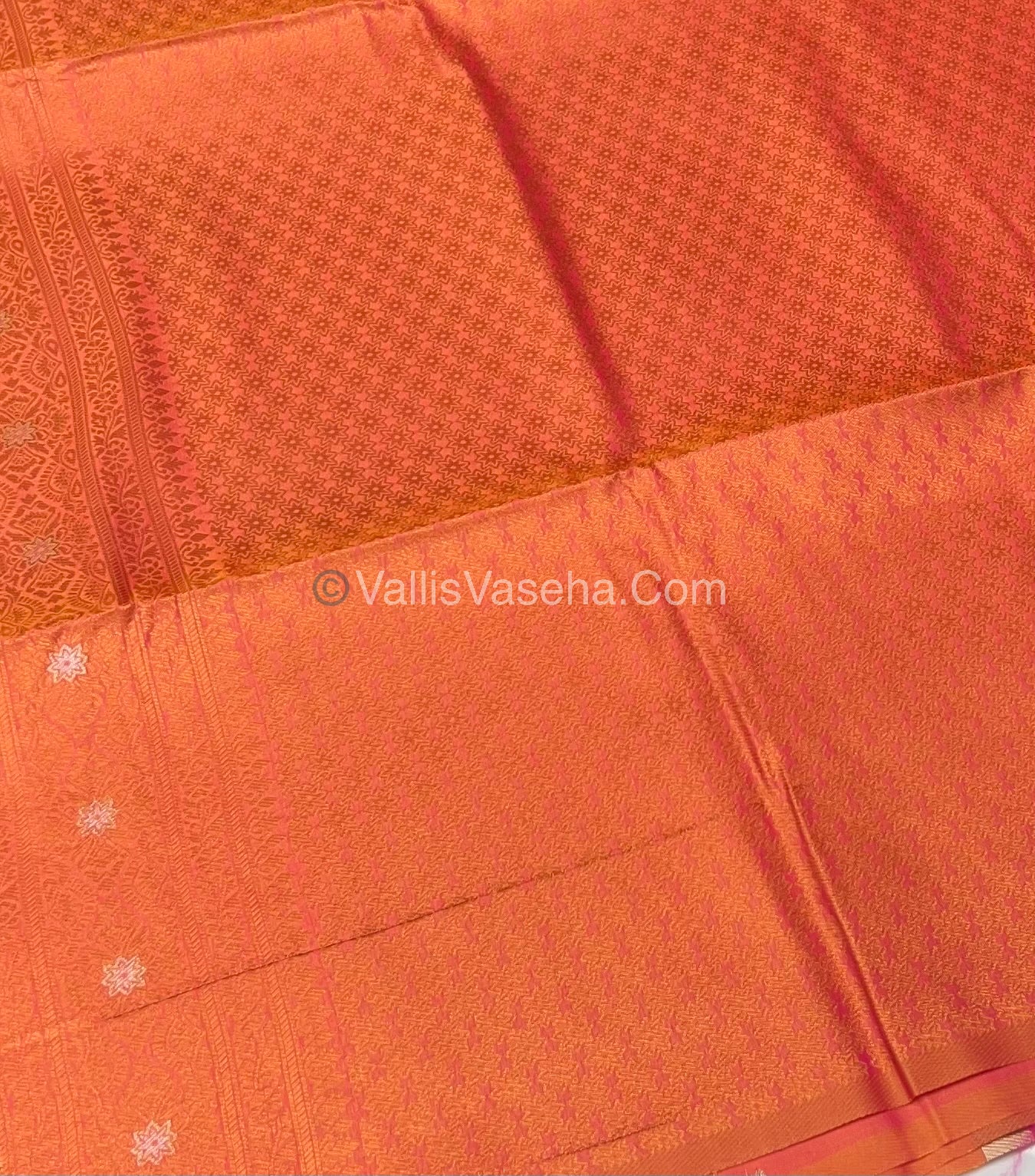 Semi Soft Silk - Border Butta - Peachish Gold  Shade -VVSSS010