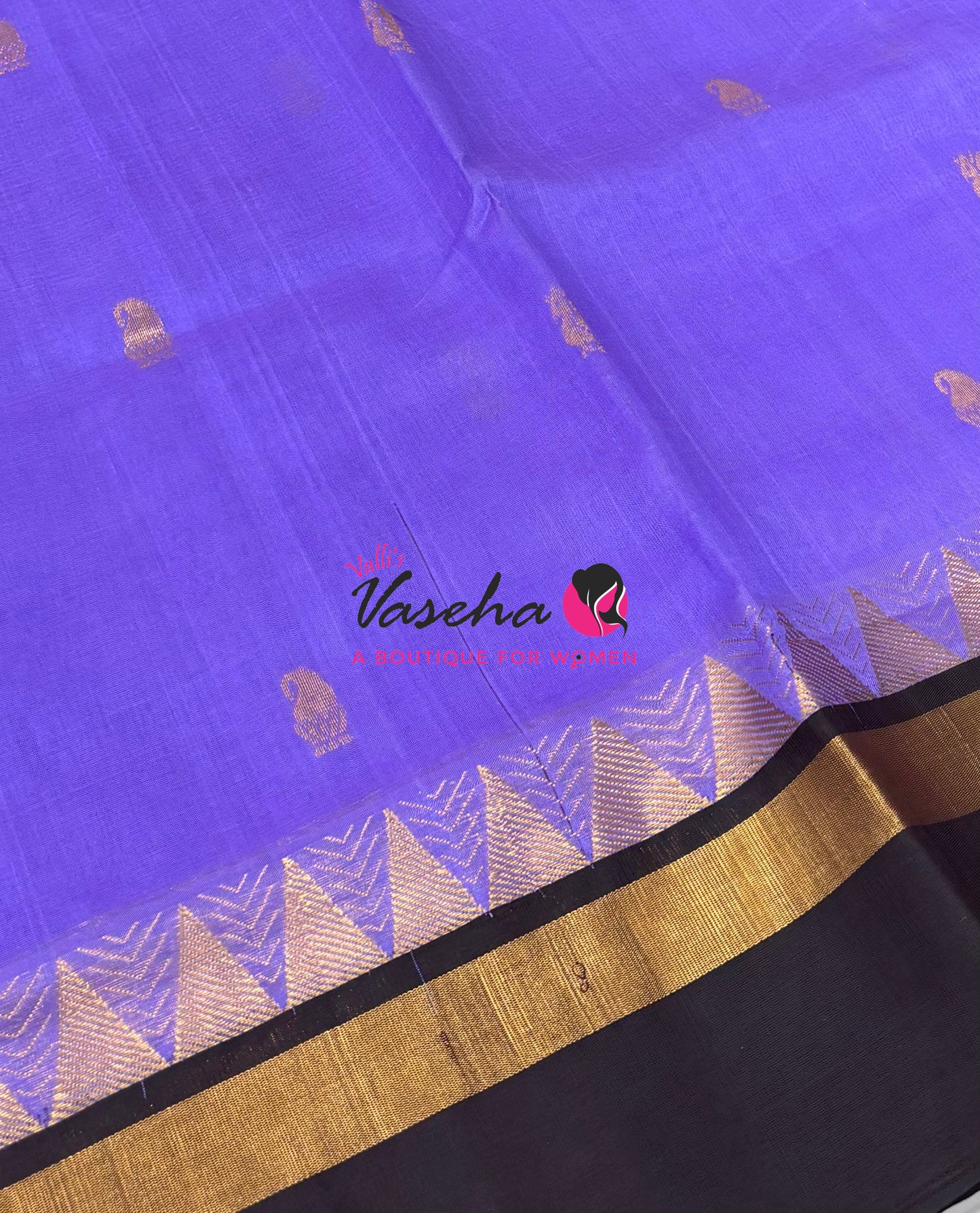 Pure Korvai Silk Cotton Saree - Lavendar with Brown -  VVKSC030