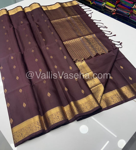 Pure Soft Silk Saree - Kanchi Border - Brown Shade - VVPSS046